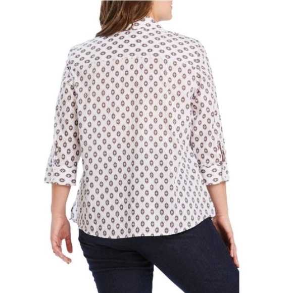 FOXCROFT Ava Ikat Print Shirt In Multi - Picture 2 of 7